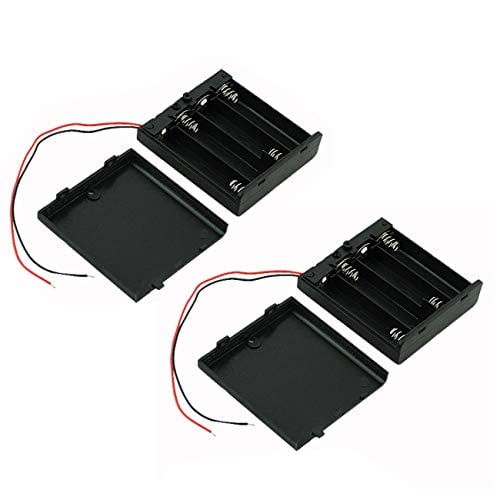 Book Cover Ogrmar On/Off Switch 4 x 1.5V AA Battery Case Holder Leads Black w Cap 2Pcs