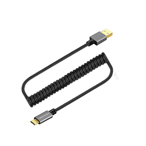 Book Cover CableCreation USB to Micro USB Coiled Cable (0.56ft to 5ft) with Gold Plated Connector and Aluminium Shell for Android smart phones, Tablets and more, Black