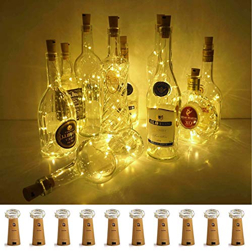 Book Cover LoveNite Wine Bottle Lights with Cork, 10 Pack Battery Operated LED Cork Shape Silver Wire Colorful Fairy Mini String Lights for DIY, Party, Decor, Christmas, Halloween,Wedding(Warm White)