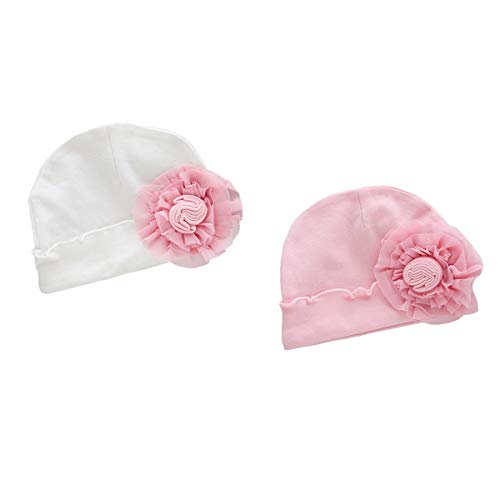 Book Cover Ever Fairy 3 Pcs Baby Hospital Hat Infant Baby Hat Cap with Big Bow Soft Cute Knot Nursery Beanie (2 Colors Pack)