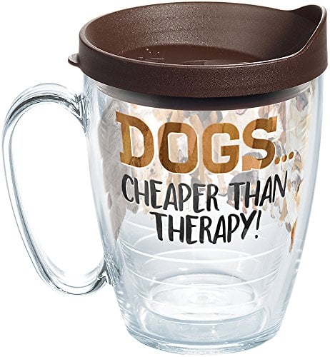 Book Cover Tervis Dog Therapy Insulated Tumbler with Wrap and Brown Lid, 16oz Mug, Clear