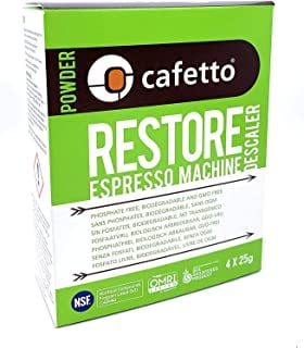 Book Cover Cafetto Restore Espresso Machine Descaler, Coffee Machine Cleaning Powder for Use In Organic Systems (4 Single Use Packets)