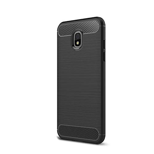 Book Cover For Galaxy J730 J7Pro (2017) Case, Ultra-thin Brushed Carbon Fiber Slim Armor Soft TPU Phone Back Full Cover Case For Samsung Galaxy J730 (2017) / J7 Pro (2017) (Black)