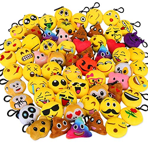 Book Cover Dreampark Emoticon Keychain Mini Cute Plush Pillows, Party Favors for Kids Valentine's Day Gifts/Birthday Party Supplies, Emoticon Gifts Toys Carnival Prizes for Kids (64 Pack)