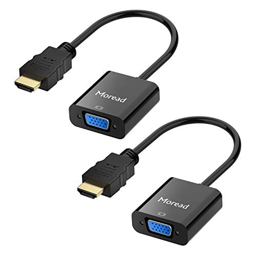 Book Cover HDMI to VGA, 2 Pack, Moread Gold-Plated HDMI to VGA Adapter (Male to Female) for Computer, Desktop, Laptop, PC, Monitor, Projector, HDTV, Chromebook, Raspberry Pi, Roku, Xbox and More - Black