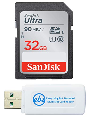 Book Cover SanDisk 32GB SD Ultra SDHC Memory Card works with Canon Powershot ELPH 180, 190, SX420 IS, SX410, SX610 Camera UHS-I Class 10 Bundle with Everything But Stromboli Card Reader (SDSDUNR-032G-GN6IN)