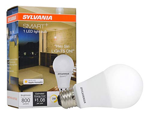 Book Cover SYLVANIA SMART+ A19 Soft White LED Bulb, Works with Apple HomeKit and Siri Voice Control, No Hub Required, 74579