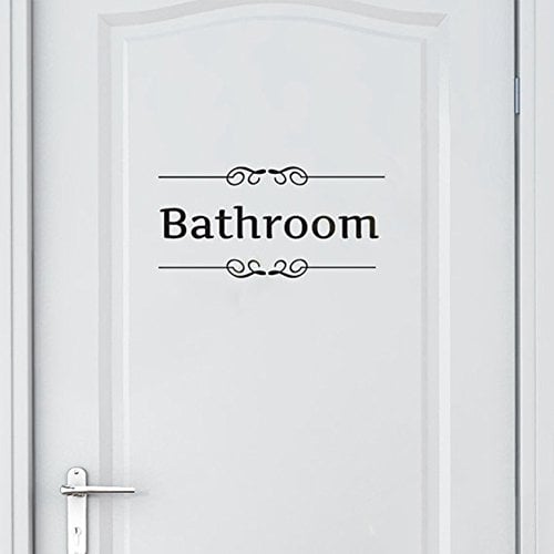 Book Cover FAVOLOOK English Label Toilet Sticker, Removable Self-adhesive Door Decals for Bathroom Decoration