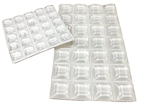 Book Cover GorillaGrit Clear Rubber Feet (53 Pack) Self Stick Bumper Pads - Made in USA - Adhesive Tall Square Bumpers for Electronics, Speakers, Laptop, Appliances, Furniture, Computers