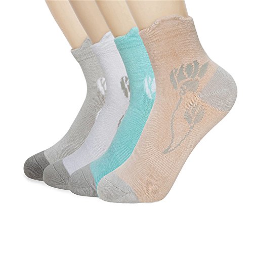 Book Cover Yhao 4 Pack Breathable Bamboo Casual Ankle Seamless Anti Sweat Wicking Women's Socks
