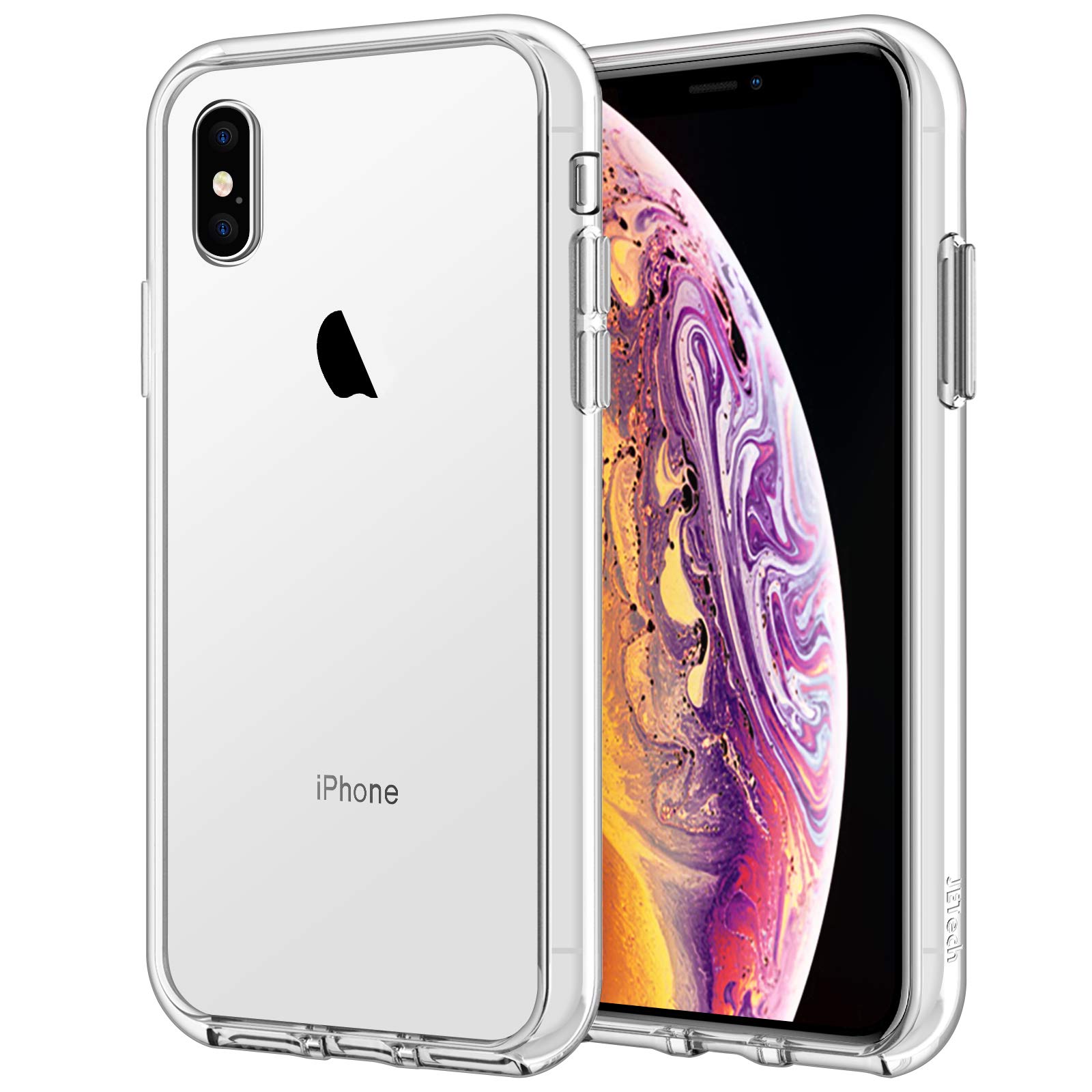 Book Cover JETech Case for iPhone Xs and iPhone X 5.8-Inch, Non-Yellowing Shockproof Phone Bumper Cover, Anti-Scratch Clear Back (Clear)