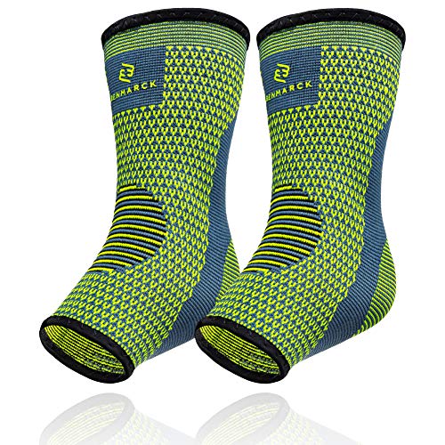 Book Cover Benmarck Ankle Compression Sleeve, Plantar Fasciitis Sock, Foot Arch and Achilles Tendon Support Brace for Running for Men and Women by (Fjord Blue, Unisize)