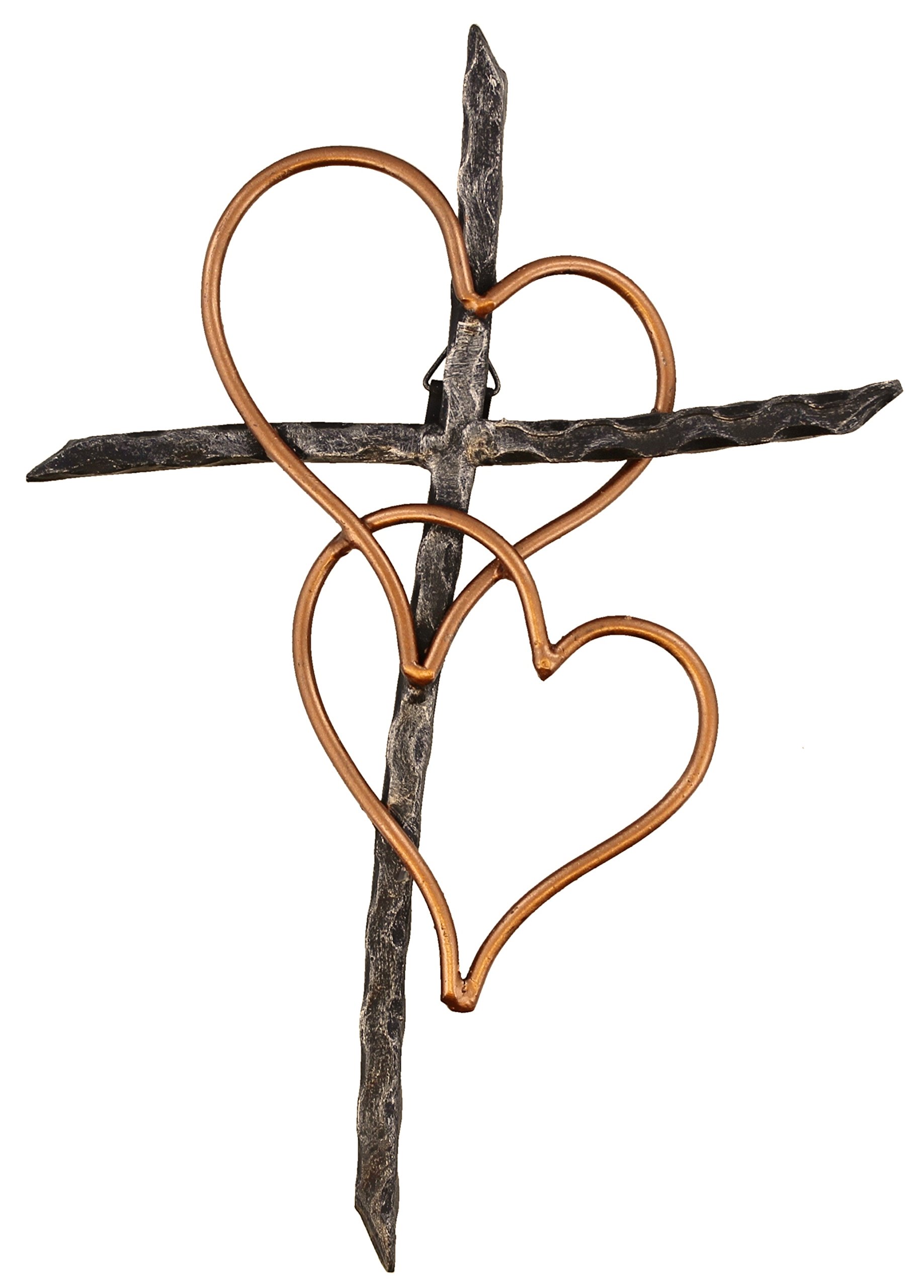 Book Cover Old River Outdoors Entwined Hearts Decorative Metal Wall Cross - Joined Two Hearts, One Love Promises Kept