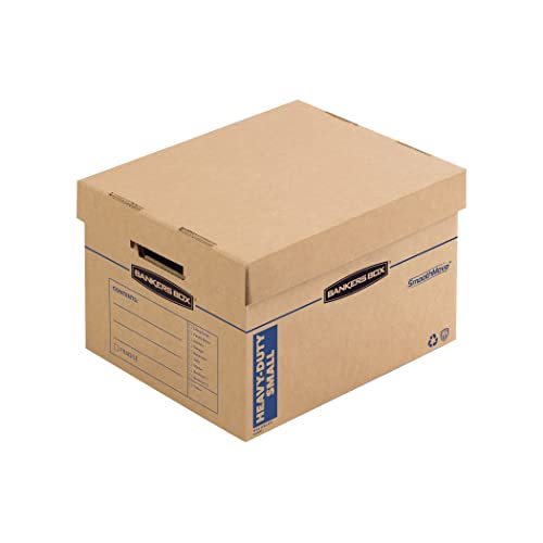 Book Cover Bankers Box SmoothMove Heavy-Duty Kitchen Moving Boxes, Tape-Free Assembly, Easy Carry Handles, Small, 15 x 12 x 10 Inches, Kraft, 8 Pack (7710201)