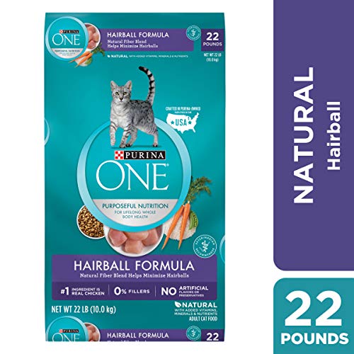Book Cover Purina ONE Hairball, Natural Dry Cat Food, Hairball Formula - 22 lb. Bag