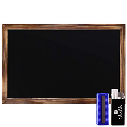 Book Cover HBCY Creations Rustic Torched Wood Magnetic Wall Chalkboard, Small Size 11