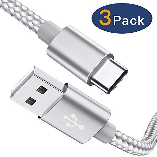 Book Cover USB Type C Cable, MARGE PLUS USB C Cable 3 Pack (6Ft) Nylon Braided USB C to USB A Fast Charger Cord Compatible Samsung Galaxy S10 S9 S8 Plus Note 9 8, LG V20, Moto Z2, Google Pixel and More