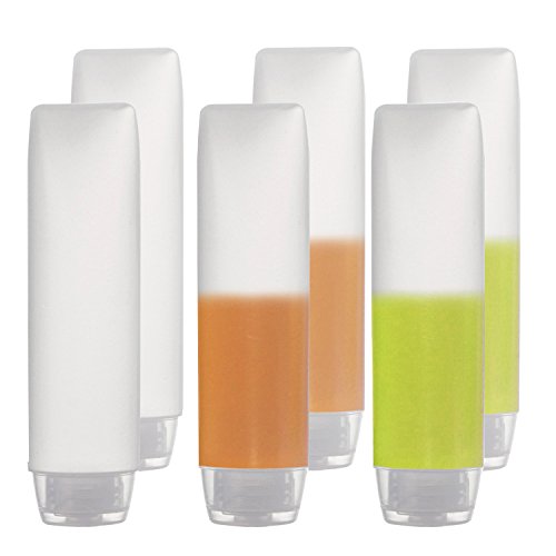 Book Cover OTO 6 Pack Travel Size Plastic Squeeze Bottles for Liquids, 30ml/1 Fl. Oz TSA Approved Makeup Toiletry Cosmetic Containers
