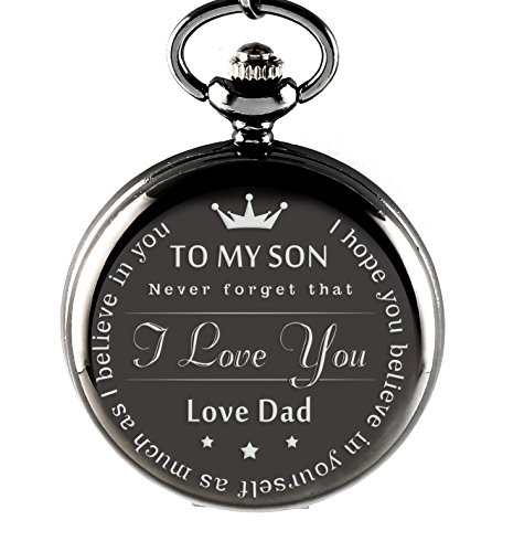 Book Cover Memory Gift, to My Son - Love Dad, Pocket Watch for Son, Gifts to Son, Father to Son, Dad to Son, Father's Day Gifts Ideas, Mother's Day Gifts, Birthday Gift, Keepsake Gift, Son in Law, Bonus Son