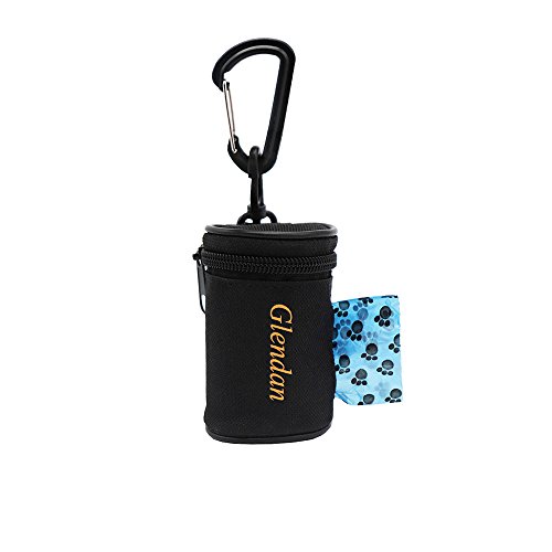 Book Cover Glendan Dog Poop Bag Holder Leash Attachment,Waste Bag Dispenser - Fits Any Dogs Lead - Includes Free 1 Roll of Dog Bags (Circular)