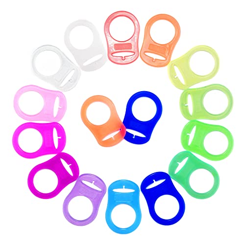 Book Cover Silicone Adapter Rings Holder for Button Style Baby Pacifier Soother Teething Ribbon Nipple Rings BPA Free Mix Colors Pack of 10