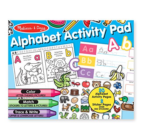 Book Cover Melissa & Doug Alphabet Activity Sticker Pad for Coloring, Letters (250+ Stickers)