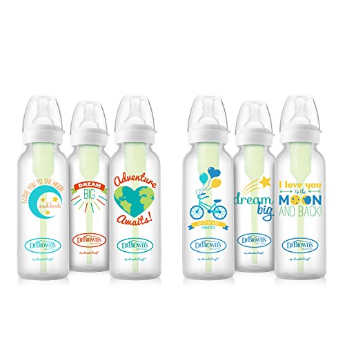 Book Cover Dr. Brown's Options Baby Bottles, 8 ounce, Adventure/Love/Dream Designs, 6 count
