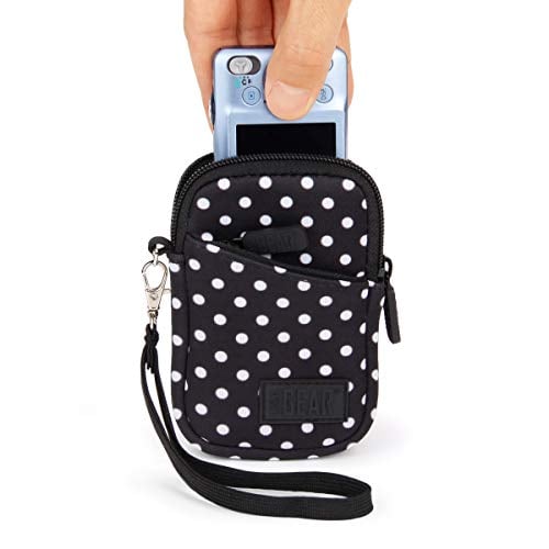 Book Cover USA GEAR Small Camera Case for Compact Digital Cameras - Compatible with Canon PowerShot, Canon Ivy, Nikon Coolpix A300, Sony Cybershot DSC-W830 and More - Fits 4.5 Inch Cameras - Polka Dot