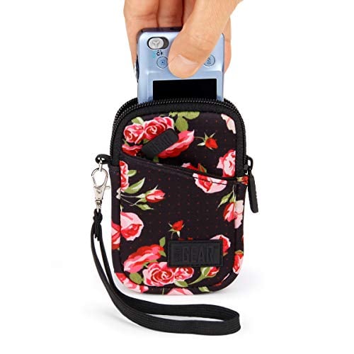Book Cover USA GEAR Small Digital Camera Case with Wrist Strap, Belt Loop - Compact Camera Case Compatible with Canon Powershot, G7 X Mark III, Nikon Coolpix, and Kodak Pixpro, Cybershot, and More (Floral)