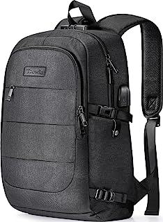 Book Cover Tzowla Business Laptop Backpack Water Resistant Anti-Theft College Backpack with USB Charging Port and Lock 15.6 Inch Computer Backpacks for Women Men, Casual Hiking Travel Daypack (A-Black)