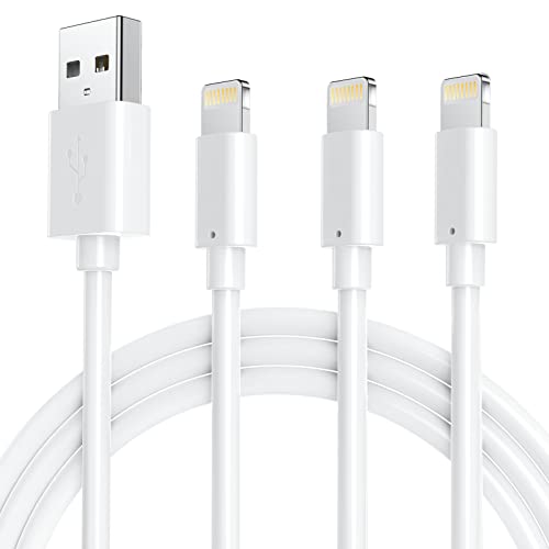 Book Cover Lightning Cable iPhone Charger 3Pack 6.5FT Lightning to USB A Cable Certified Charging Cable Cord for iPhone 13 12 11 Xs Max XR X 8 Plus 7 Plus 6 Plus 5s SE iPad Pro iPod Airpods and More - White