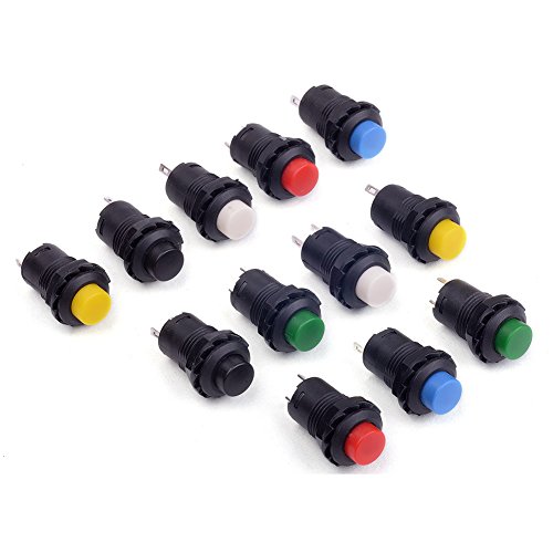 Book Cover Cylewet 12Pcs 12mm Self-Locking Latching Push Button Switch (Pack of 12) CYT1091