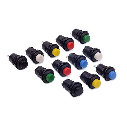 Book Cover Cylewet 12Pcs 12mm SPST NO Reset Switch Push Button Switch (Pack of 12) CYT1092