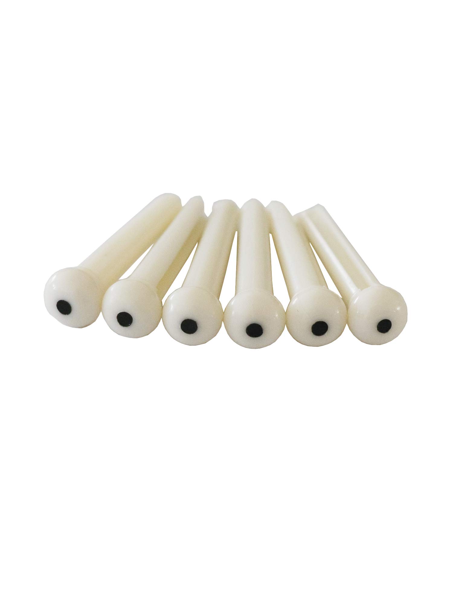 Book Cover Metallor Acoustic Guitar Bridge Pins String Peg Guitar Parts Replacement Pack of 6 Pieces White with Black Dot.