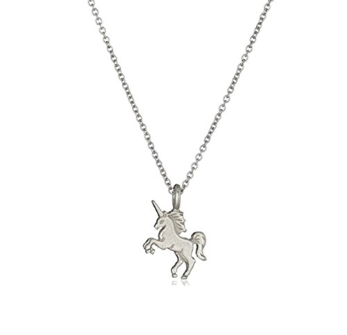 Book Cover HENGSONG Women Girls Plated Silver Alloy Unicorn Necklace Pendant Charms Chain for Christmas Gift