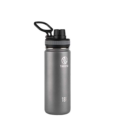 Book Cover Takeya Originals Vacuum-Insulated Stainless-Steel Water Bottle, 18oz, Graphite