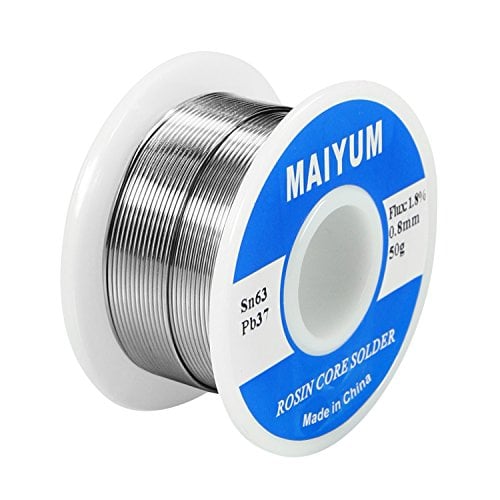 Book Cover MAIYUM 63-37 Tin Lead Rosin Core Solder Wire for Electrical Soldering (0.8mm 50g)