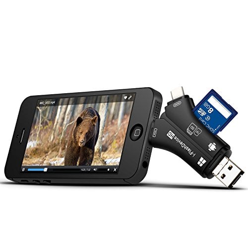Book Cover MOSPRO Trail Camera Viewer for iPhone iPad Mac & Android, SD & Micro SD Memory Card Reader to View Photos and Videos from any Wildlife Scouting Game Cam on Smartphone for Deer Hunter Black