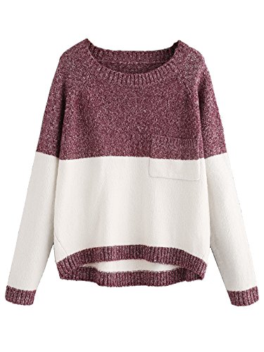 Book Cover Milumia Women's Two Tone Marled Knit High Low Sweater