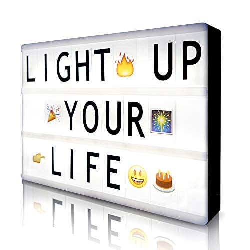 Book Cover Cinema Light Box with 190 Letters Symbols Emjios- A4 Size Cinematic Light Box DIY LED Letter Lamp for Home Decor Photo Shoots Birthday Party