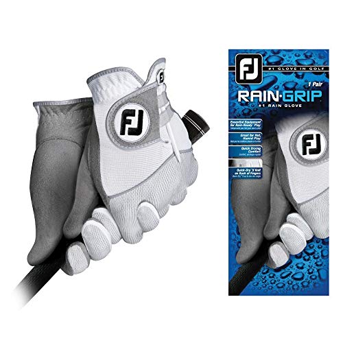Book Cover FootJoy Men's RainGrip Pair Golf Glove White Large, Pair