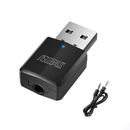 Book Cover SZMDLX USB Bluetooth 5.0+EDR Adapter, Mini Bluetooth Transmitter Receiver, Wireless Audio Adapter with 3.5mm AUX for Car Headphones PC TV Home Stereo, USB Power Supply, No Driver Required