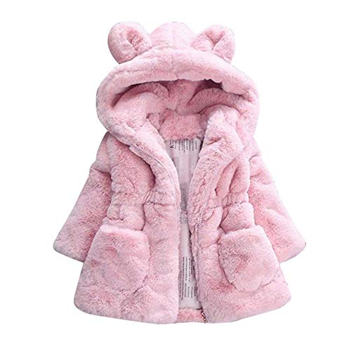 Book Cover WuyiMC Cotton Coat for Girls, Kids Faux Fur Fleece Lapel Coat Winter Warm Jacket for Baby Girls