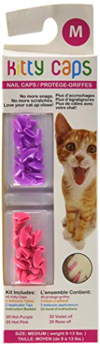 Book Cover Kitty Caps Kitty Caps Nail Caps for Cats | Safe & Stylish Alternative to Declawing | Stops Snags and Scratches, Medium (9-13 lbs), Hot Purple & Hot Pink