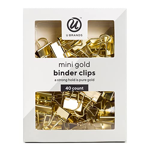 Book Cover U Brands Mini Binder Clips, Gold, Pack of 40 (763A06-24)