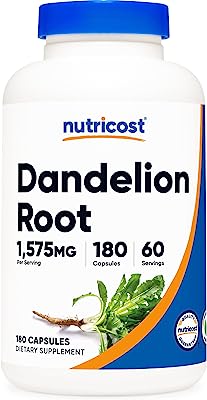 Book Cover Nutricost Dandelion Root Extract Capsules 525mg (180 Capsules) - 1575mg Per Serving, Non-GMO, Gluten Free