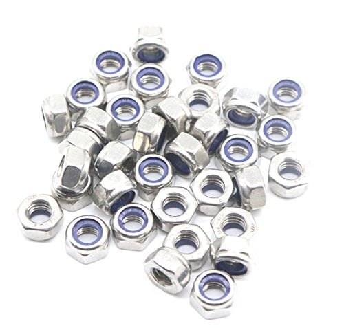 Book Cover binifiMux 40pcs M4 x 0.7mm 304 Stainless Steel Nylon Lock Nuts Inserted Hex