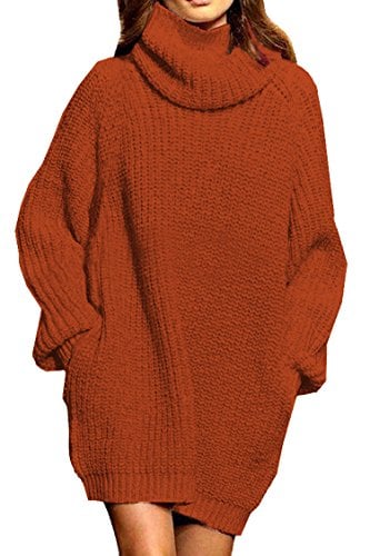 Book Cover Pink Queen Women's Loose Oversize Turtleneck Wool Long Pullover Sweater Dress