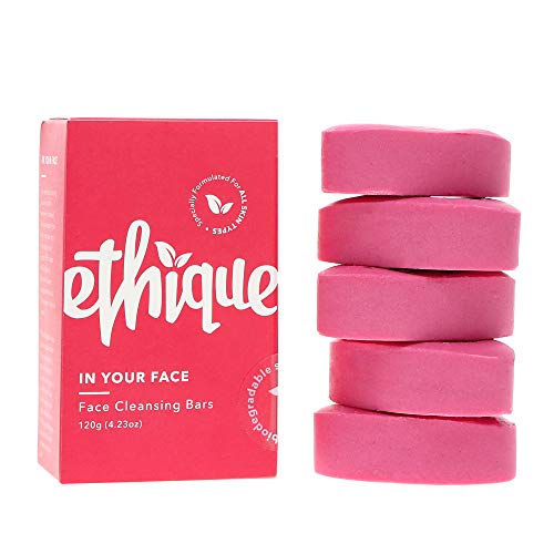 Book Cover Ethique Eco-Friendly Face Cleansing Bar for All Skin Types, In Your Face - Sustainable Facial Cleanser, Acne Wash, Soap Free, Plastic Free, Vegan, Plant Based, 100% Compostable and Zero Waste, 4.23oz