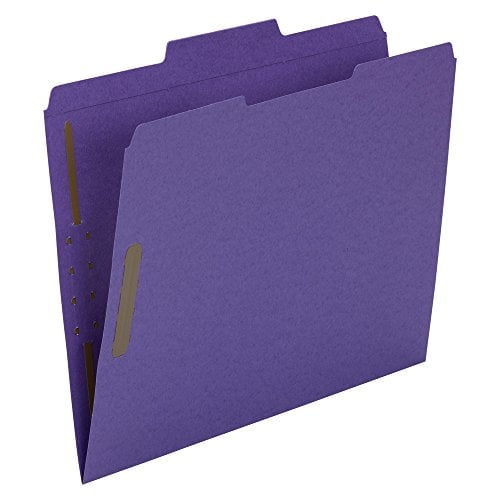 Book Cover Smead Fastener File Folder, 2 Fasteners, Reinforced 1/3-Cut Tab, Letter Size, Purple, 50 per Box (13040)